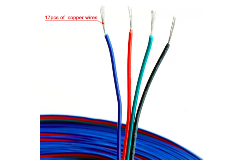 Cable de conexión para tiras LED RGB 4x0,75mm, 1 metro
