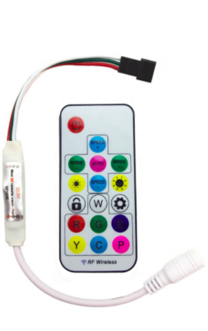 Controlador SP104E MINI RF para tira LED IC 1809 Digital + mando