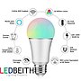 FOCO LED RGBW Inteligente WiFi, compatible con Alexa Google Home IFTTT, E27 7W, 500 LM